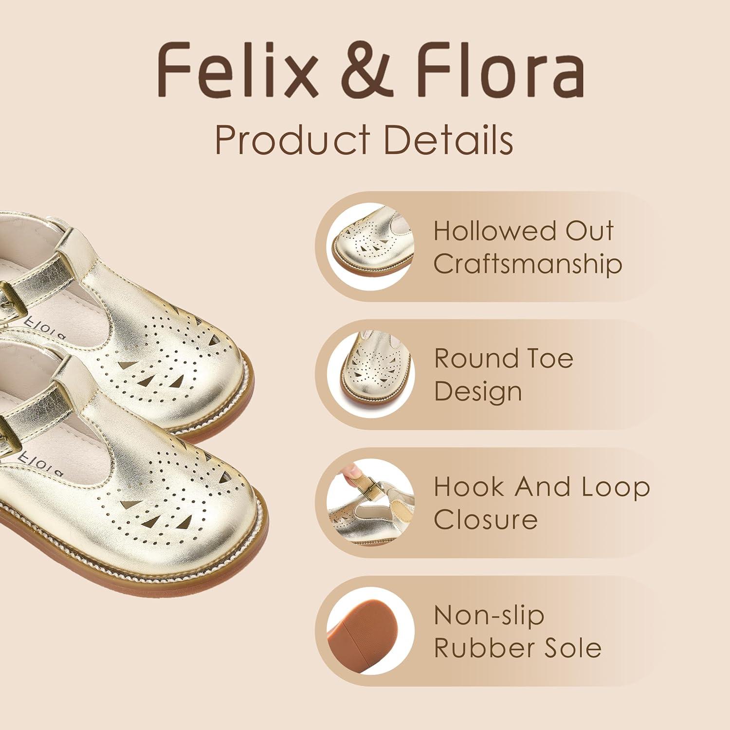 imageFelix ampamp Flora Toddler Little Girl Mary Jane Dress Shoes Ballet Flats for Easter Flower Girl Party School ShoesB345gold