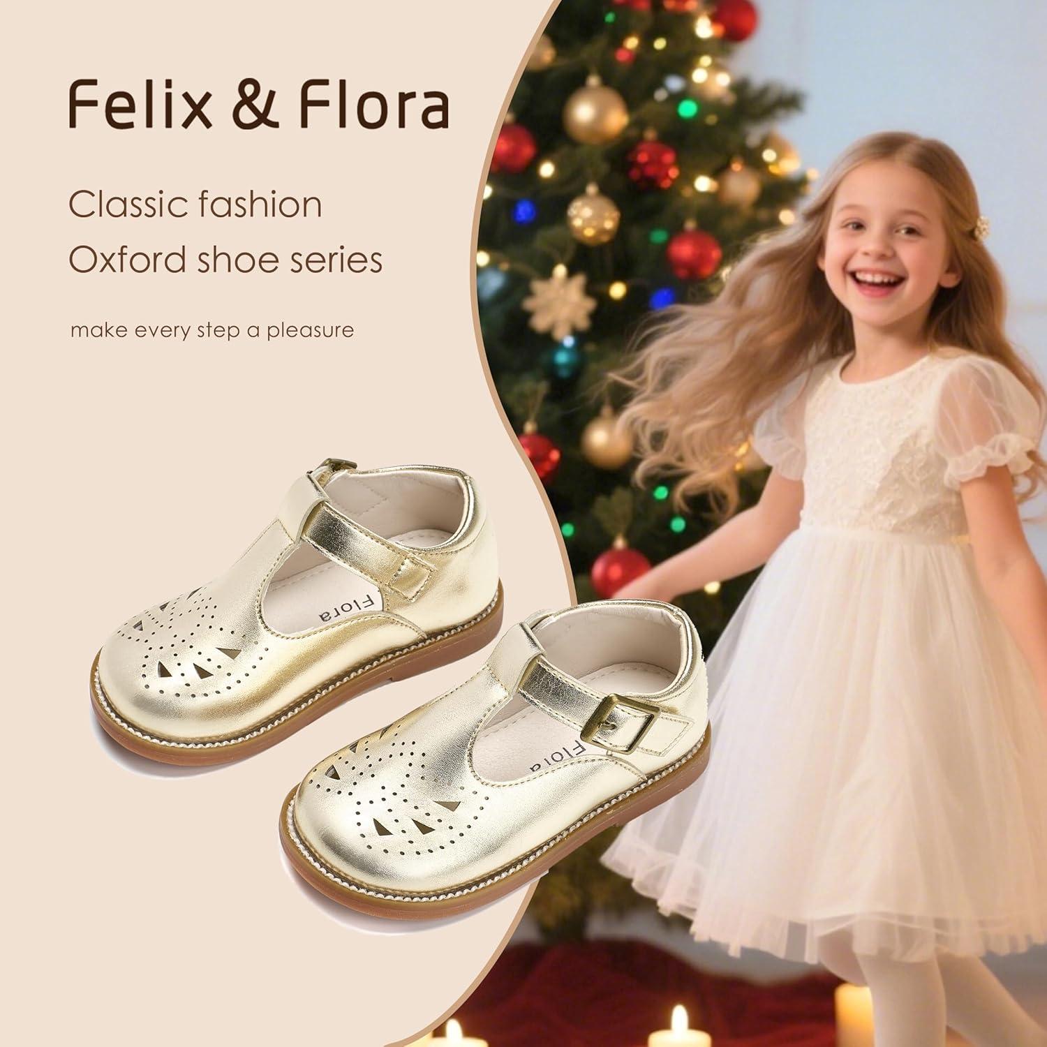 imageFelix ampamp Flora Toddler Little Girl Mary Jane Dress Shoes Ballet Flats for Easter Flower Girl Party School ShoesB345gold