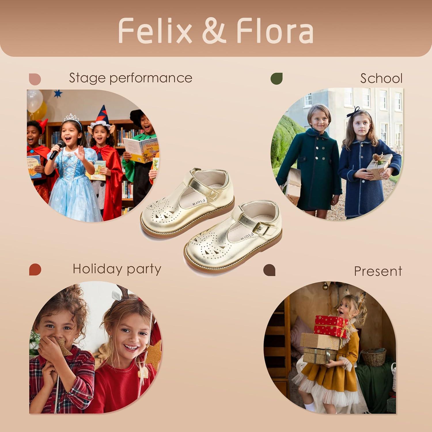 imageFelix ampamp Flora Toddler Little Girl Mary Jane Dress Shoes Ballet Flats for Easter Flower Girl Party School ShoesB345gold