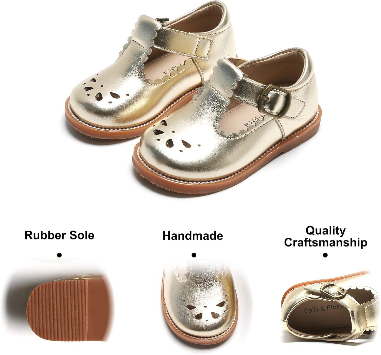 imageFelix ampamp Flora Toddler Little Girl Princess Dress ShoesMary Jane Flats for Girl Party School ShoesB386gold