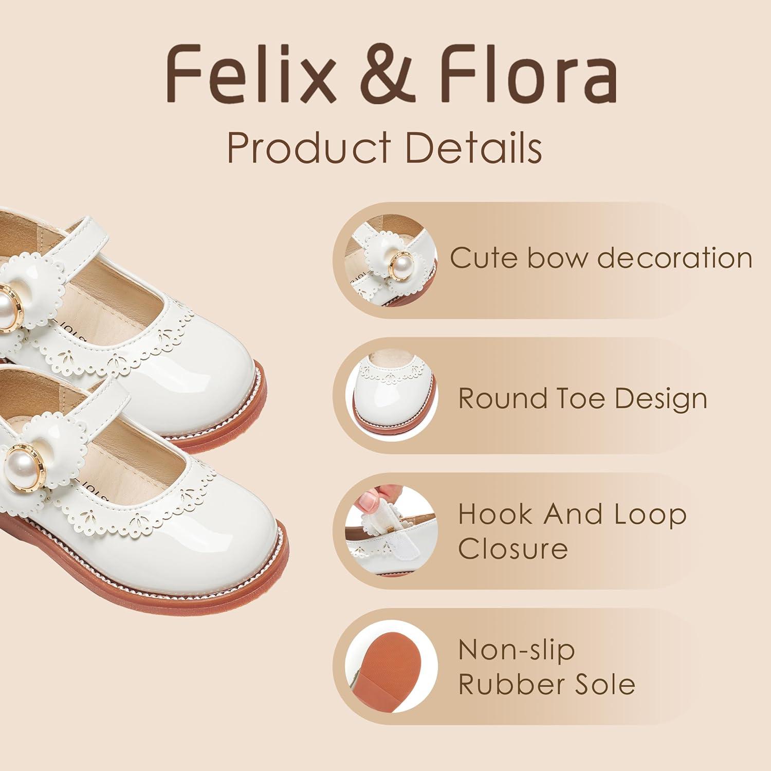 imageFelix ampamp Flora Toddler Little Girl Princess Dress ShoesMary Jane Flats for Girl Party School ShoesB417pl White
