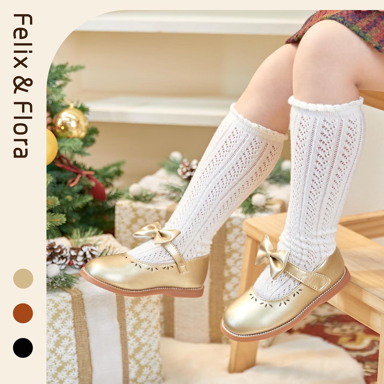 imageFelix ampamp Flora Toddler Little Girl Princess Dress ShoesMary Jane Flats for Girl Party School ShoesB418gold