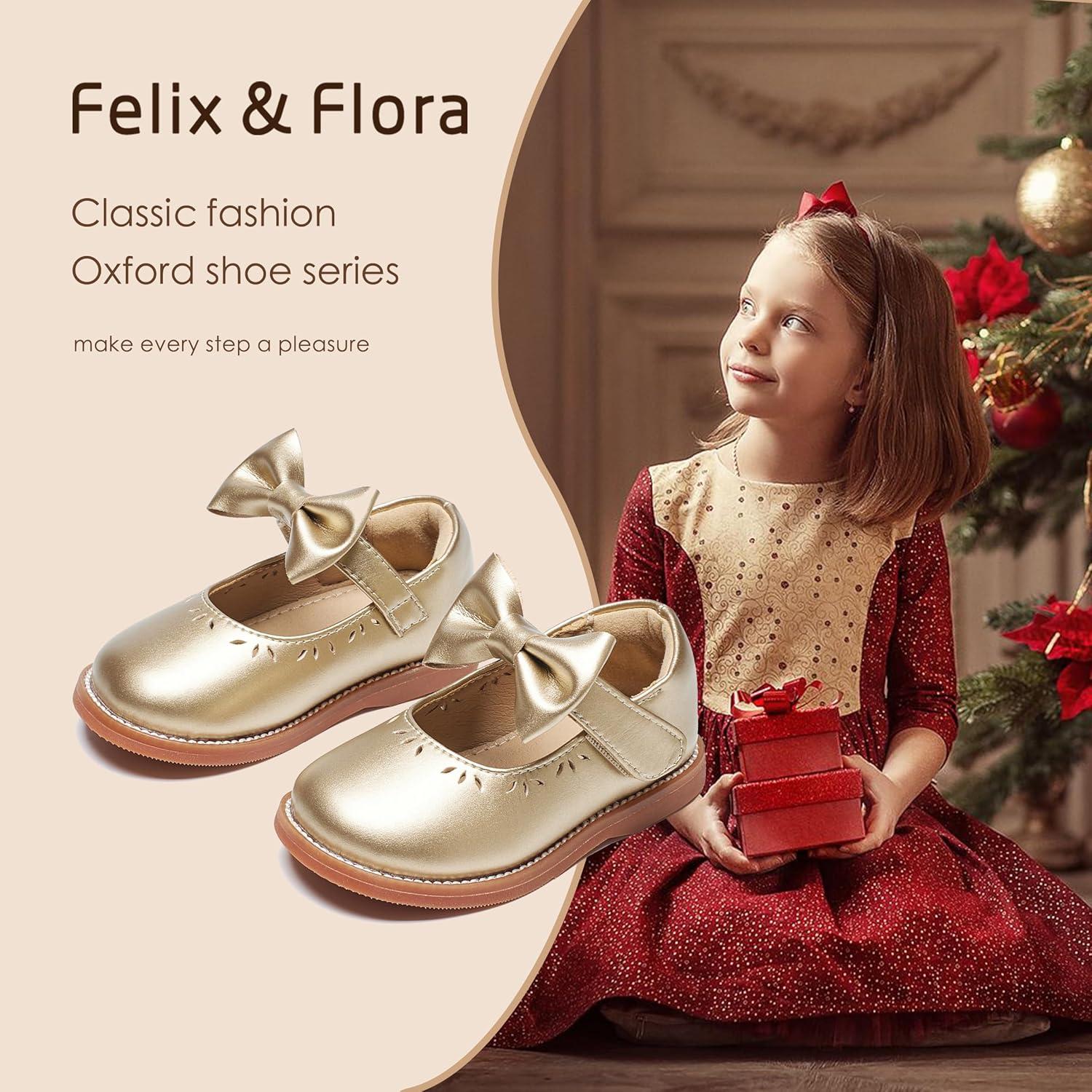 imageFelix ampamp Flora Toddler Little Girl Princess Dress ShoesMary Jane Flats for Girl Party School ShoesB418gold