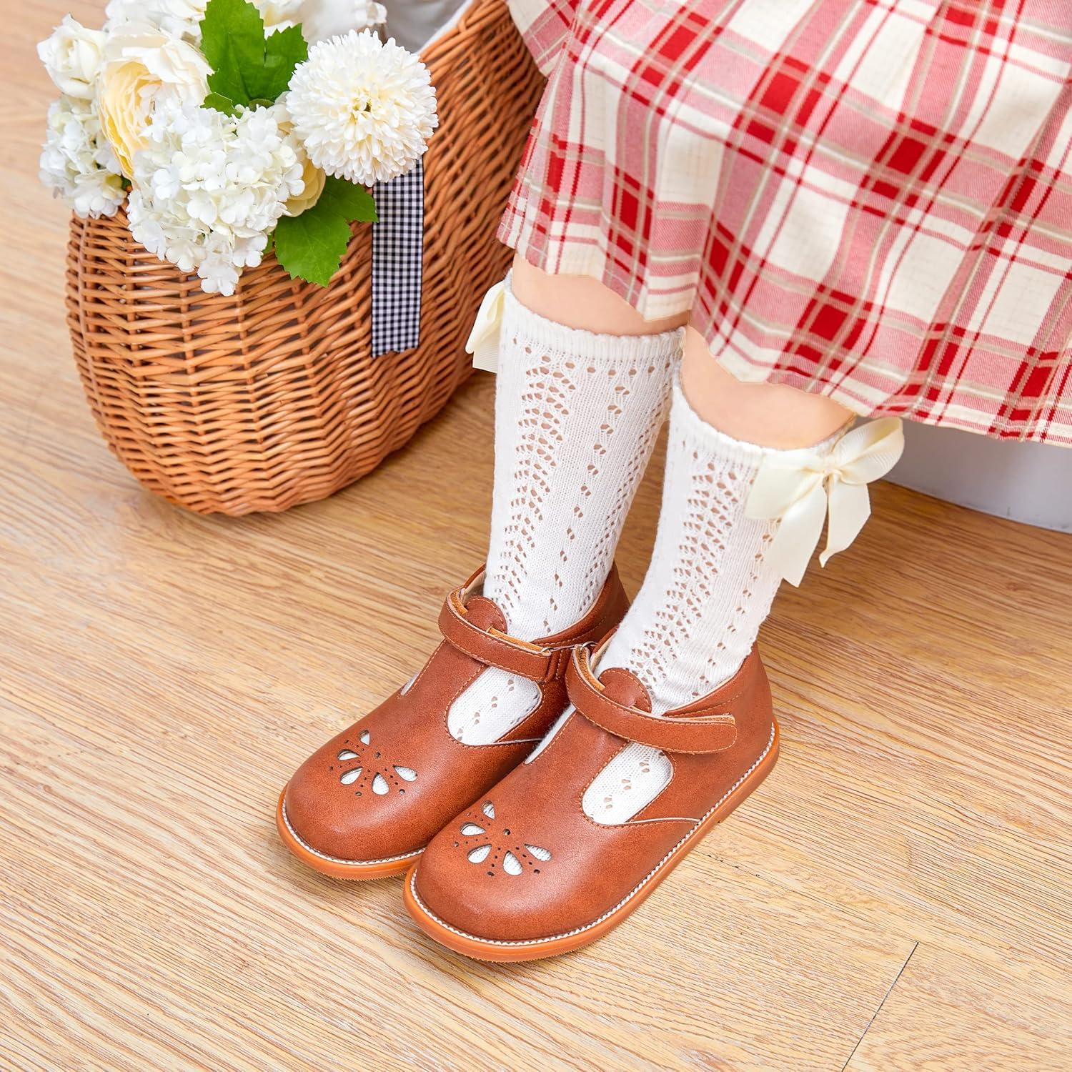 imageFelix ampamp Flora Toddler Little Girl Princess Dress ShoesMary Jane Flats for Girl Party School ShoesB831brown