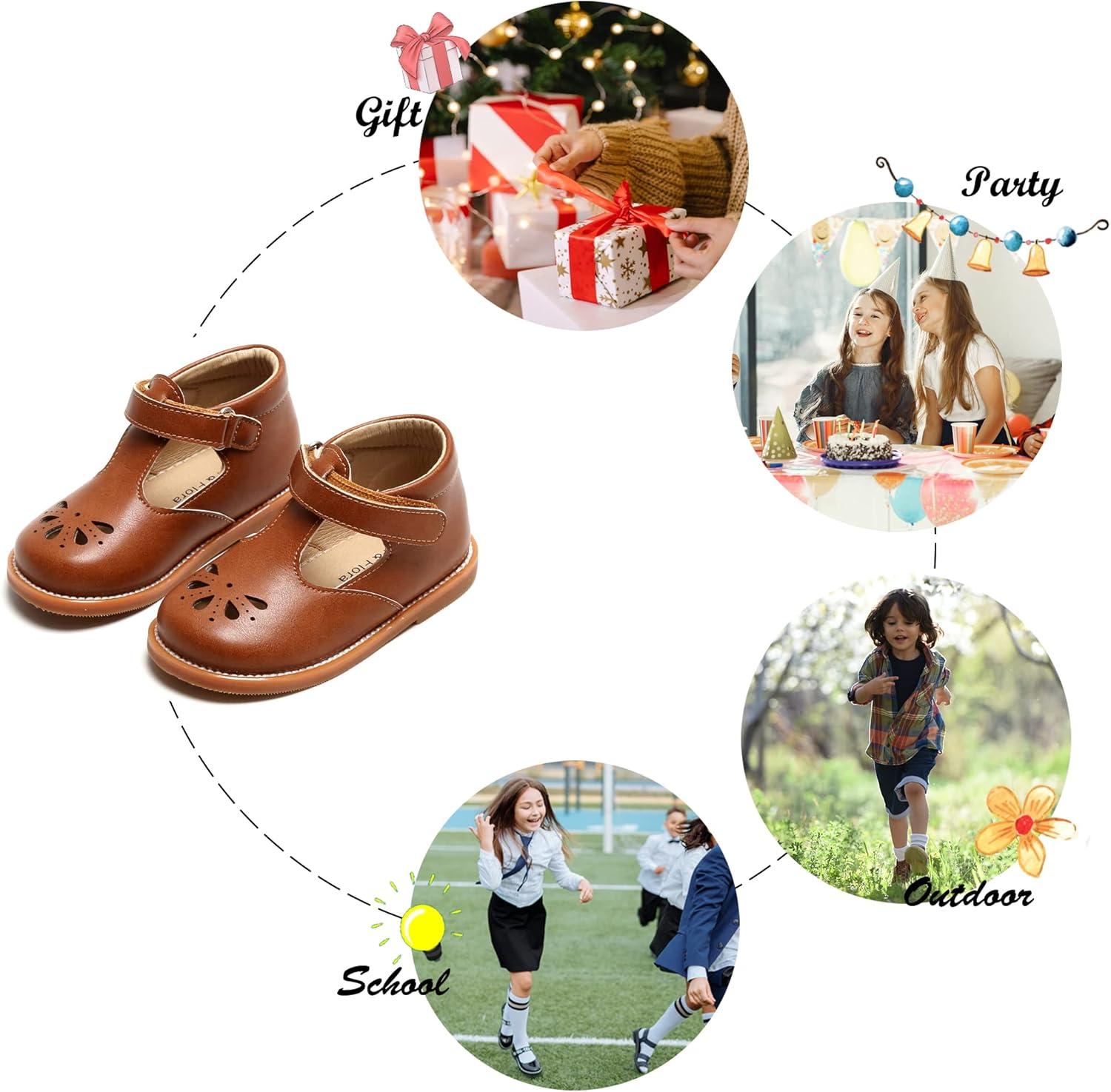 imageFelix ampamp Flora Toddler Little Girl Princess Dress ShoesMary Jane Flats for Girl Party School ShoesB831brown