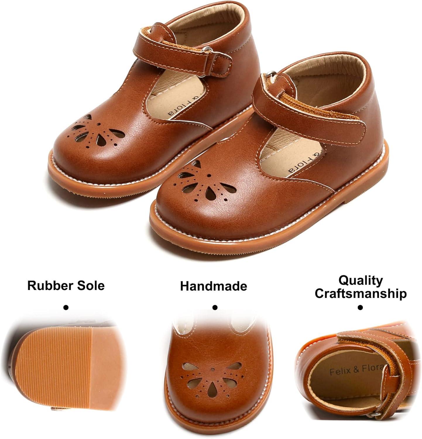 imageFelix ampamp Flora Toddler Little Girl Princess Dress ShoesMary Jane Flats for Girl Party School ShoesB831brown
