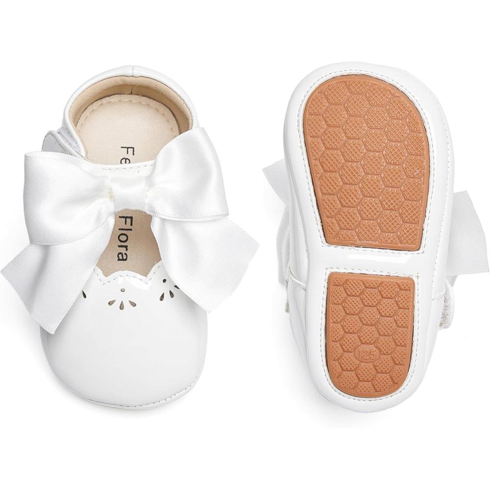 imageFelix ampamp Flora Baby Dress Shoes  Infant Baby Girls Mary Jane Flats Moccasinss Soft Sole Walking Crib ShoesBn34white