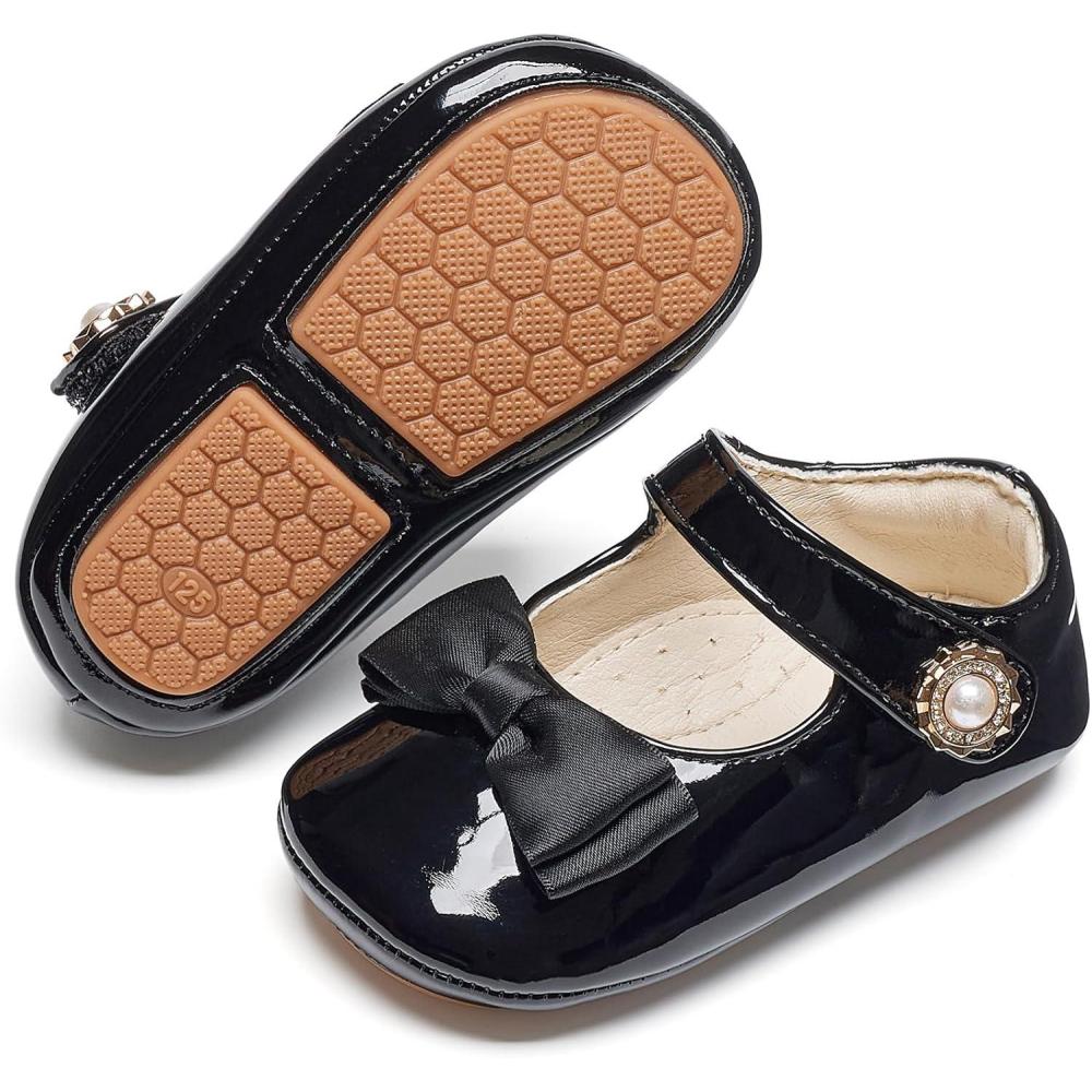 imageFelix ampamp Flora Baby Dress Shoes  Infant Baby Girls Mary Jane Flats Moccasinss Soft Sole Walking Crib ShoesBn35black