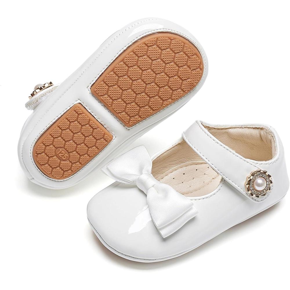 imageFelix ampamp Flora Baby Dress Shoes  Infant Baby Girls Mary Jane Flats Moccasinss Soft Sole Walking Crib ShoesBn35white