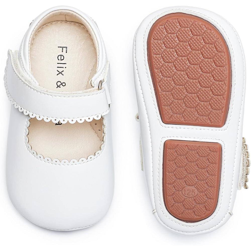 imageFelix ampamp Flora Baby Dress Shoes  Infant Baby Girls Mary Jane Flats Moccasinss Soft Sole Walking Crib ShoesBn43white