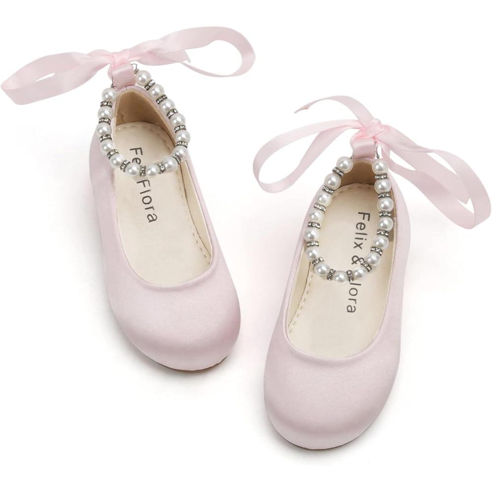 imageFelix ampamp Flora Girls Toddler Little Ballet Shoes  Flower Girls Mary Jane Flats Dress Shoes Party WeddingB836light Pink