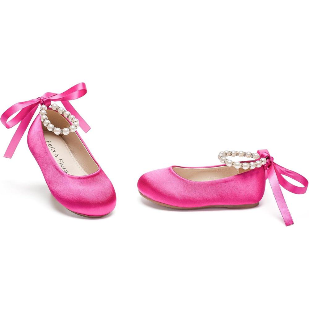 imageFelix ampamp Flora Girls Toddler Little Ballet Shoes  Flower Girls Mary Jane Flats Dress Shoes Party WeddingB836magenta