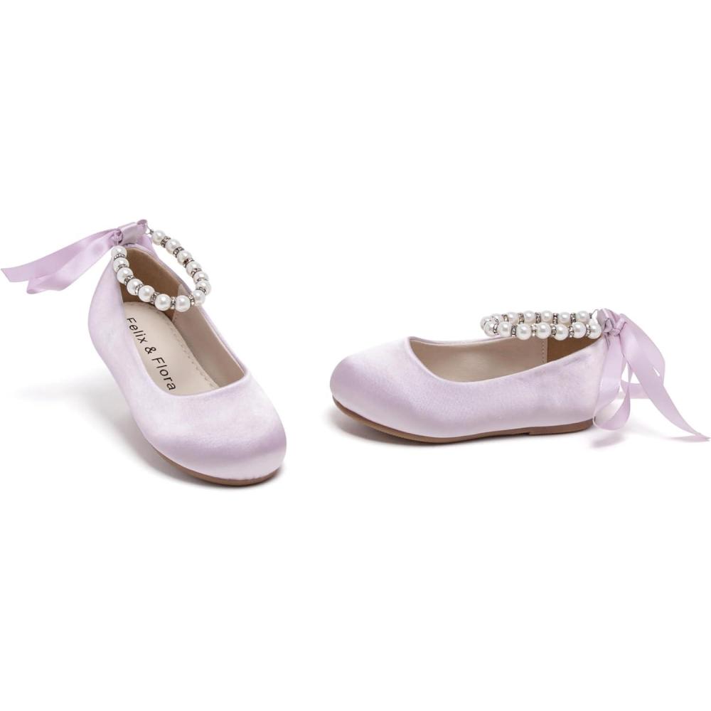 imageFelix ampamp Flora Girls Toddler Little Ballet Shoes  Flower Girls Mary Jane Flats Dress Shoes Party WeddingB836purple