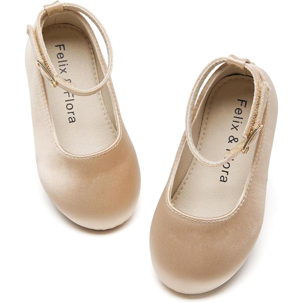 imageFelix ampamp Flora Girls Toddler Little Ballet Shoes  Flower Girls Mary Jane Flats Dress Shoes Party WeddingB842s Dark Nude