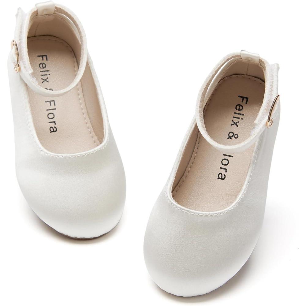imageFelix ampamp Flora Girls Toddler Little Ballet Shoes  Flower Girls Mary Jane Flats Dress Shoes Party WeddingB842s Ivory White