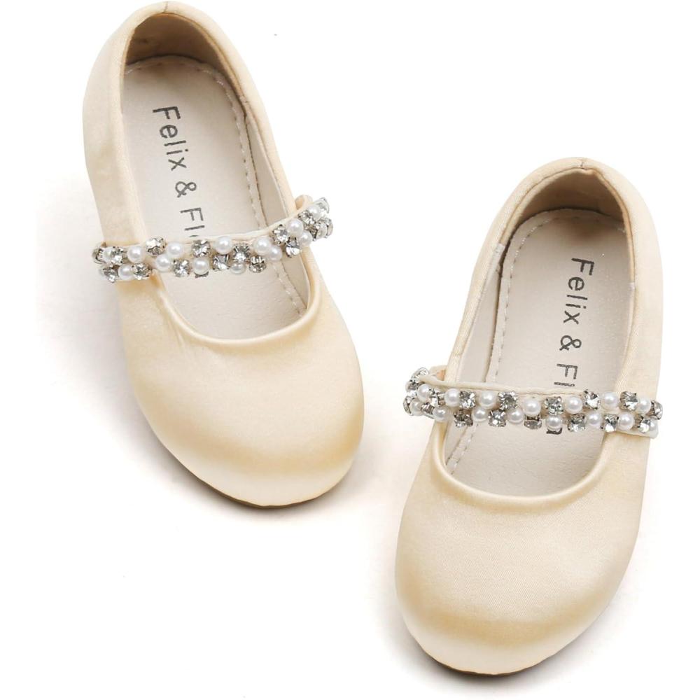 imageFelix ampamp Flora Girls Toddler Little Ballet Shoes  Flower Girls Mary Jane Flats Dress Shoes Party WeddingB862champagne Gold