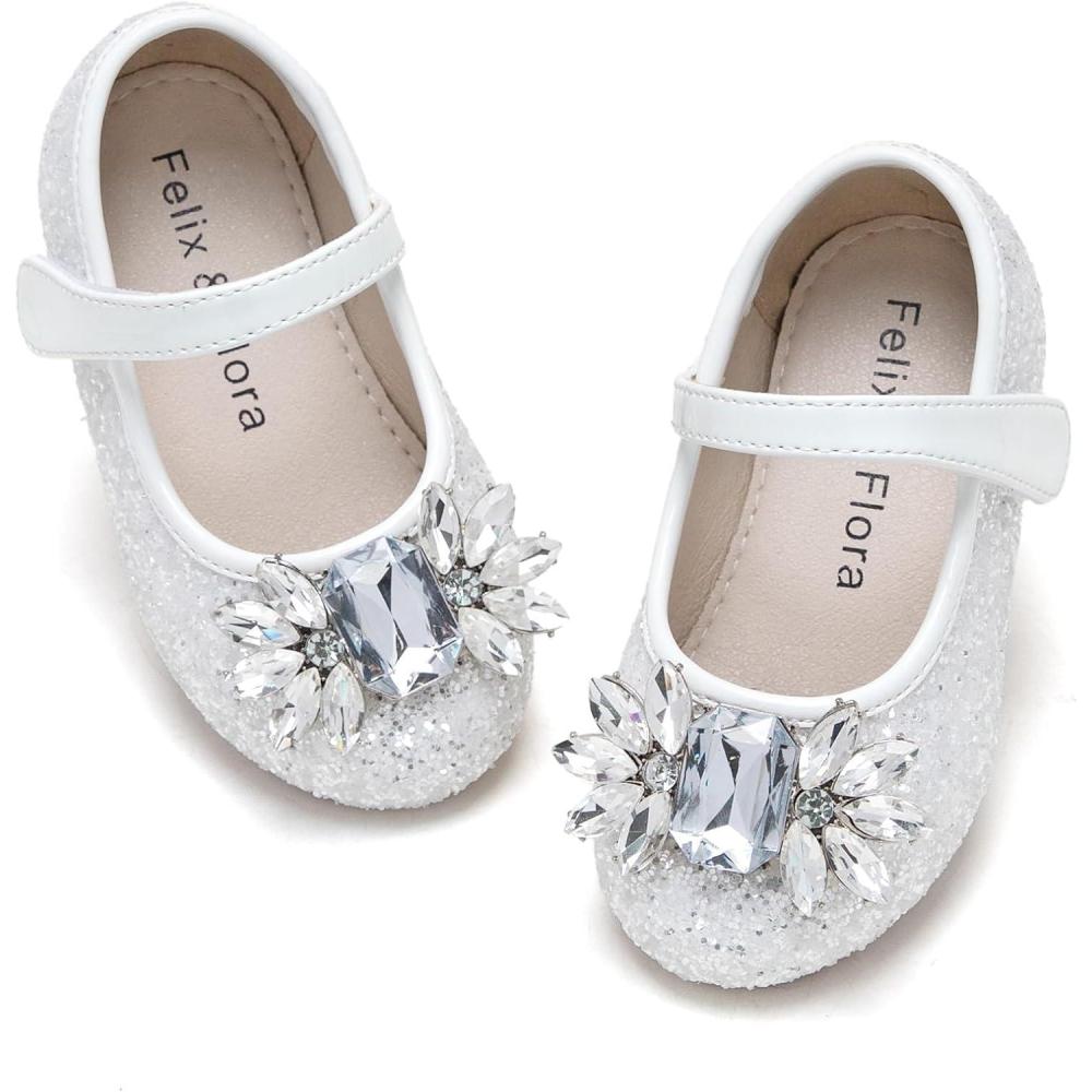 imageFelix ampamp Flora Girls Toddler Little Ballet Shoes  Flower Girls Mary Jane Flats Dress Shoes Party WeddingB871white