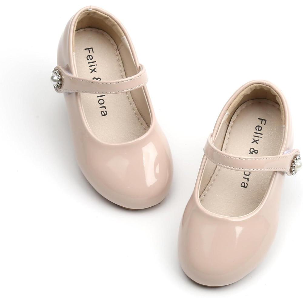 imageFelix ampamp Flora Girls Toddler Little Ballet Shoes  Flower Girls Mary Jane Flats Dress Shoes Party WeddingB883nude