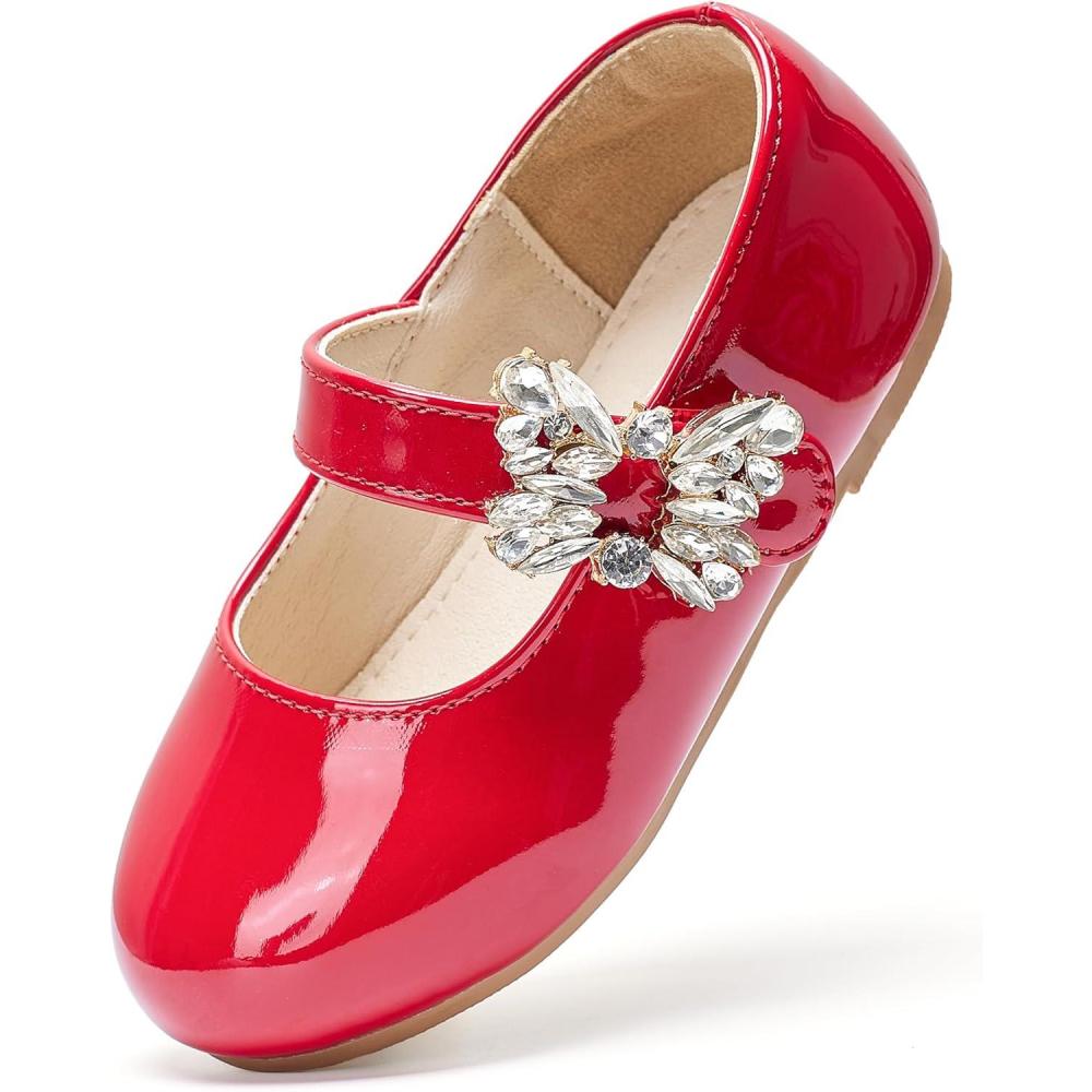 imageFelix ampamp Flora Girls Toddler Little Ballet Shoes  Flower Girls Mary Jane Flats Dress Shoes Party WeddingBf23pl Red