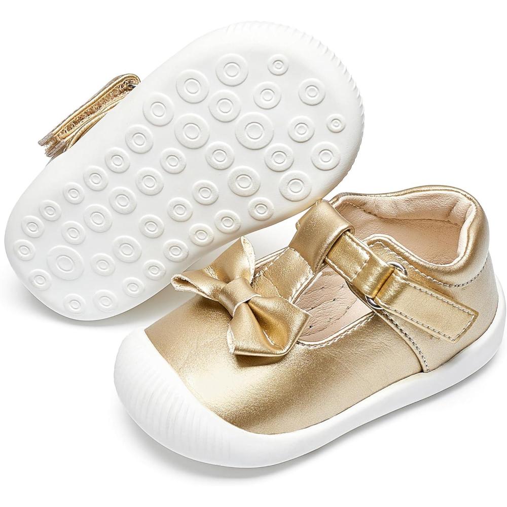 imageFelix ampamp Flora Soft Sole Baby Dress Shoes  Infant Baby Walking Shoes Moccasinss Rubber Sole Crib ShoesByb03fl Gold