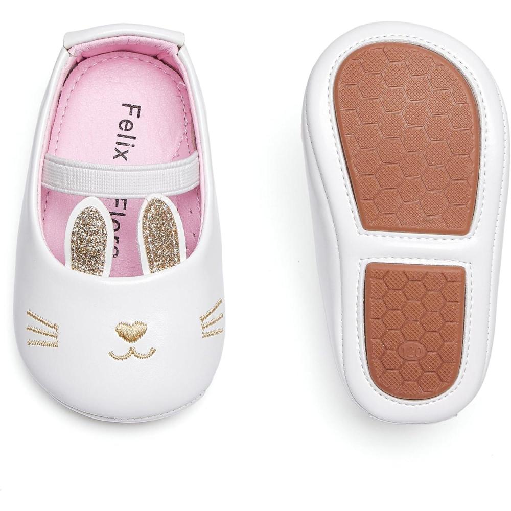 imageFelix ampamp Flora Soft Sole Baby Shoes  Infant Baby Girls Ballet Flats Moccasinss Rubber Sole Walking Crib ShoesBn01gold