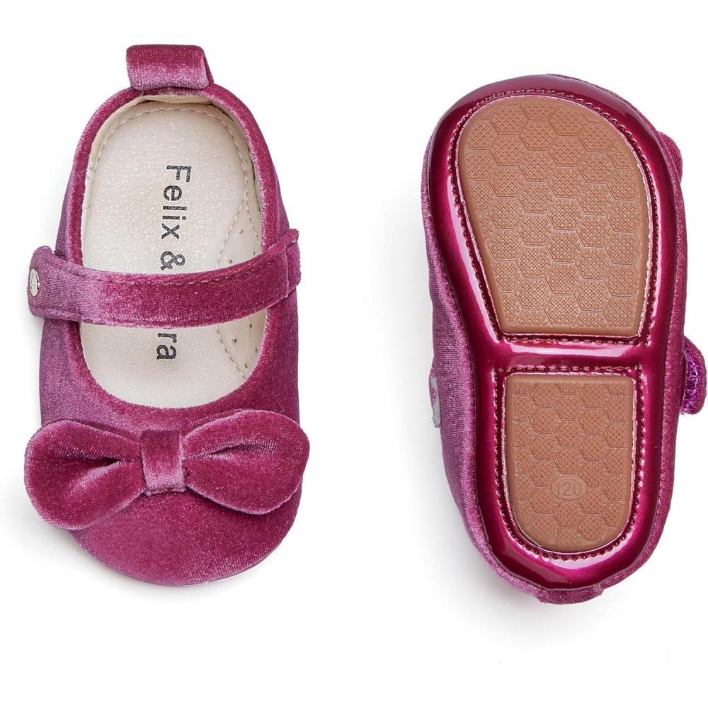 imageFelix ampamp Flora Soft Sole Baby Shoes  Infant Baby Girls Ballet Flats Moccasinss Rubber Sole Walking Crib ShoesBn32purple