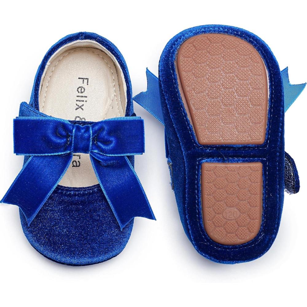 imageFelix ampamp Flora Soft Sole Baby Shoes  Infant Baby Girls Ballet Flats Moccasinss Rubber Sole Walking Crib ShoesBn38navy Blue
