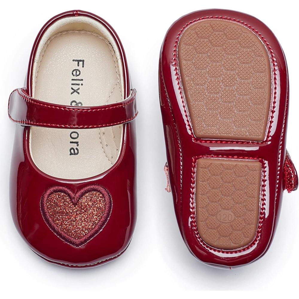 imageFelix ampamp Flora Soft Sole Baby Shoes  Infant Baby Girls Ballet Flats Moccasinss Rubber Sole Walking Crib ShoesBn42pl Burgundy