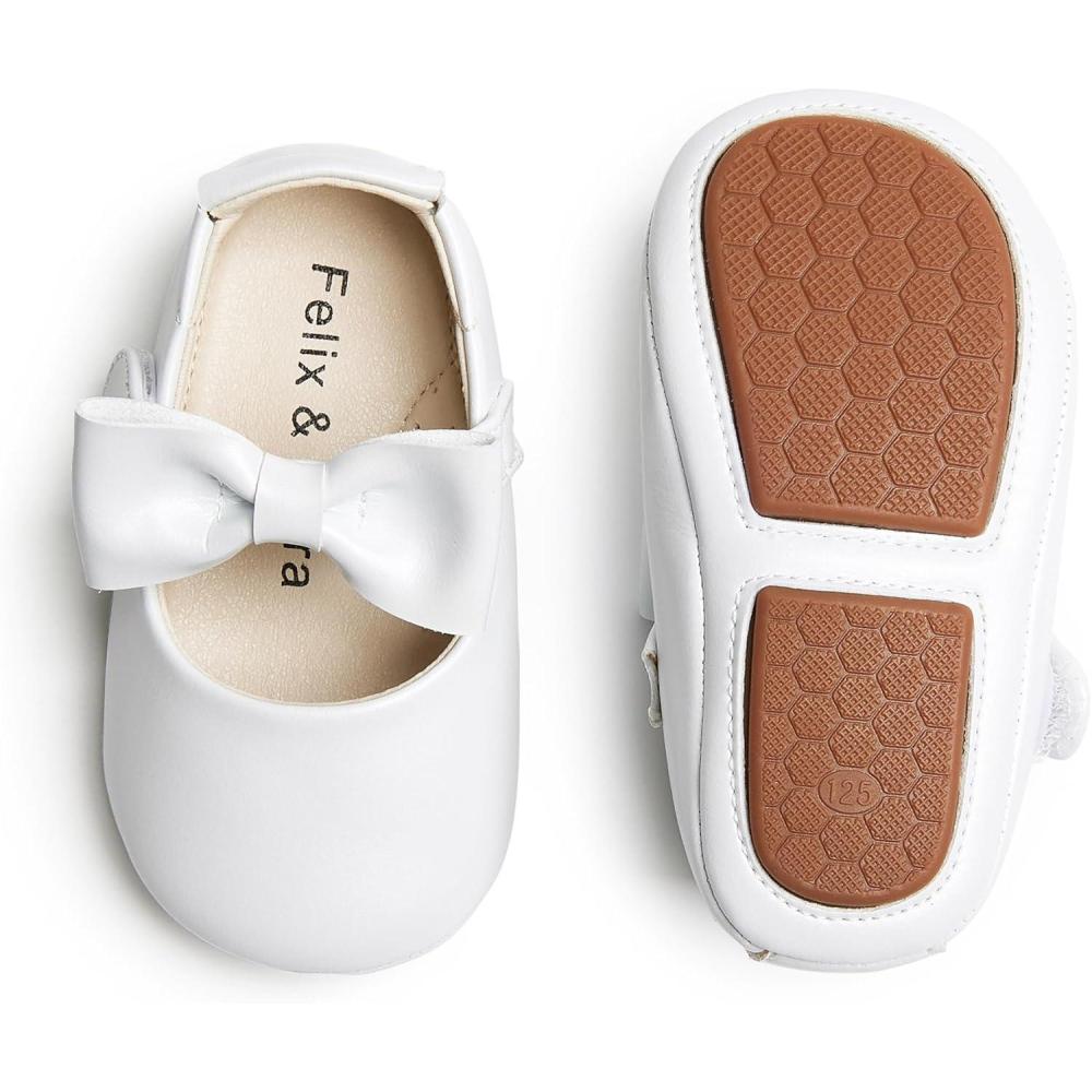 imageFelix ampamp Flora Soft Sole Baby Shoes  Infant Baby Walking Shoes Moccasinss Rubber Sole Crib ShoesB03 White