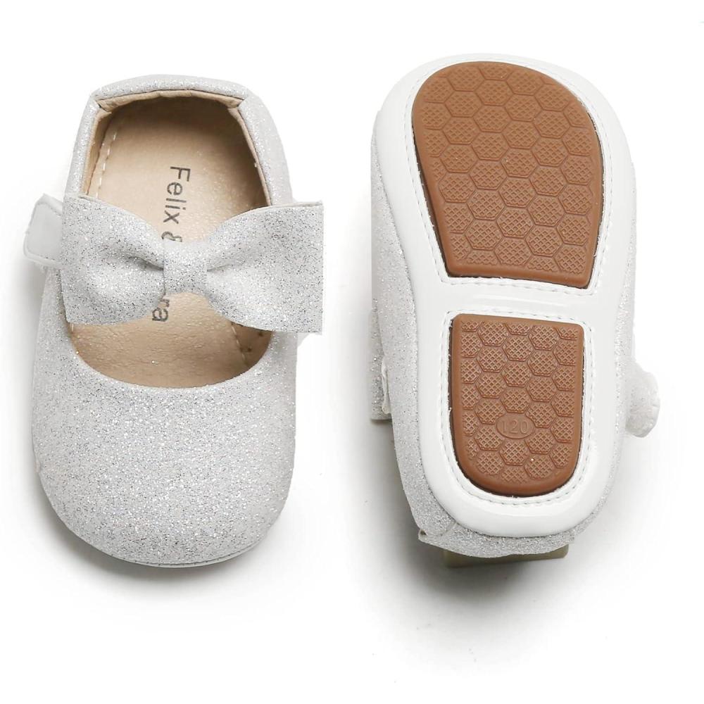 imageFelix ampamp Flora Soft Sole Baby Shoes  Infant Baby Walking Shoes Moccasinss Rubber Sole Crib ShoesB03light White