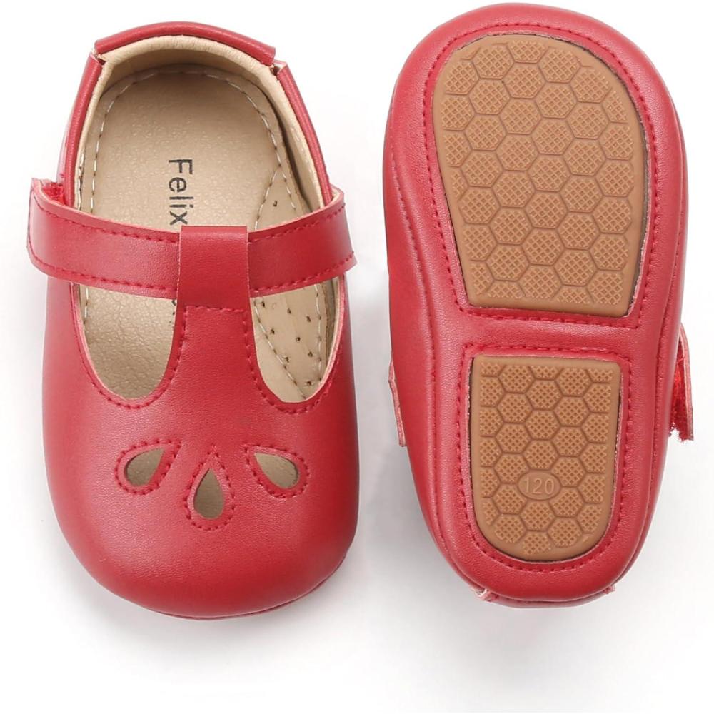 imageFelix ampamp Flora Soft Sole Baby Shoes  Infant Baby Walking Shoes Moccasinss Rubber Sole Crib ShoesB22red