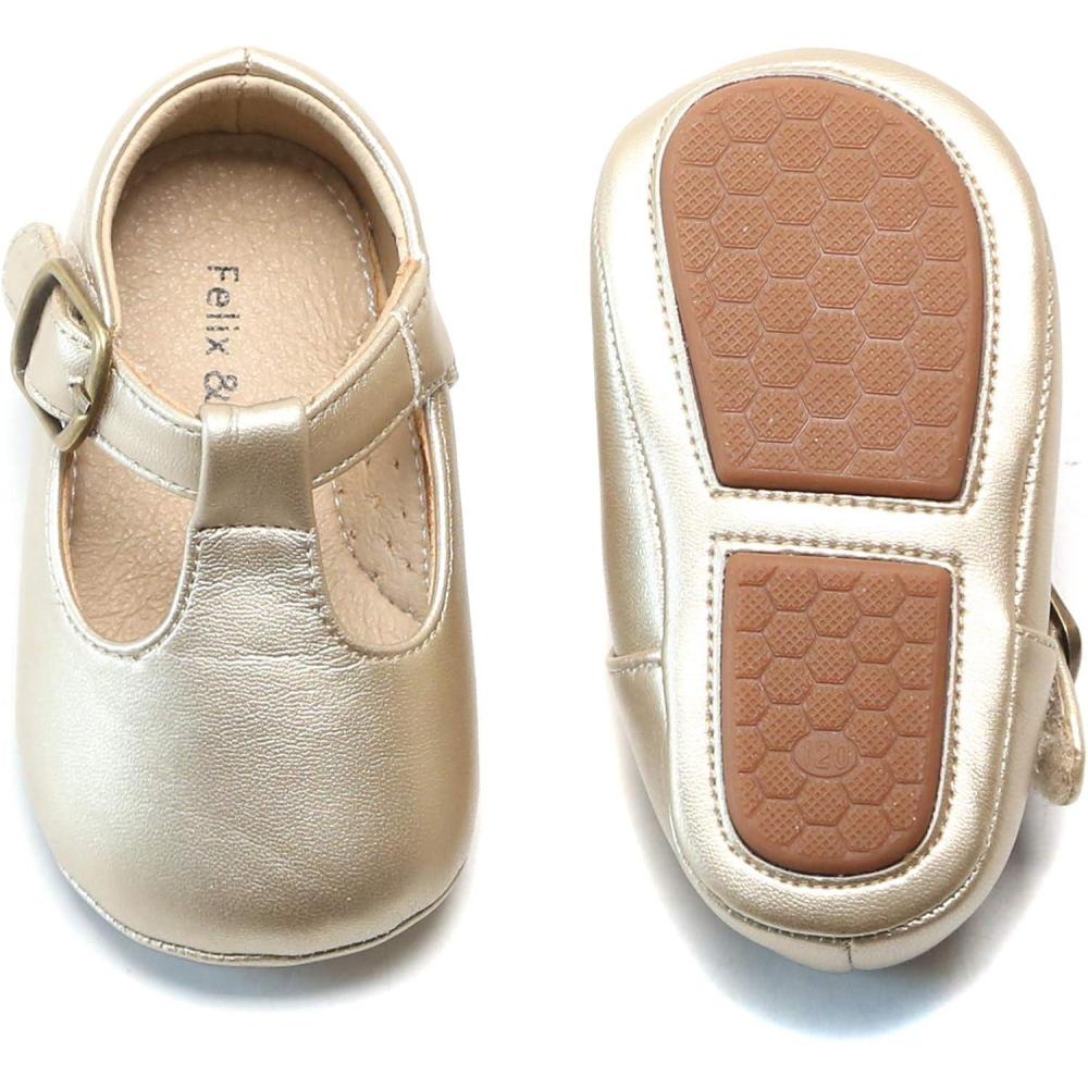 imageFelix ampamp Flora Soft Sole Baby Shoes  Infant Baby Walking Shoes Moccasinss Rubber Sole Crib ShoesB8527gold