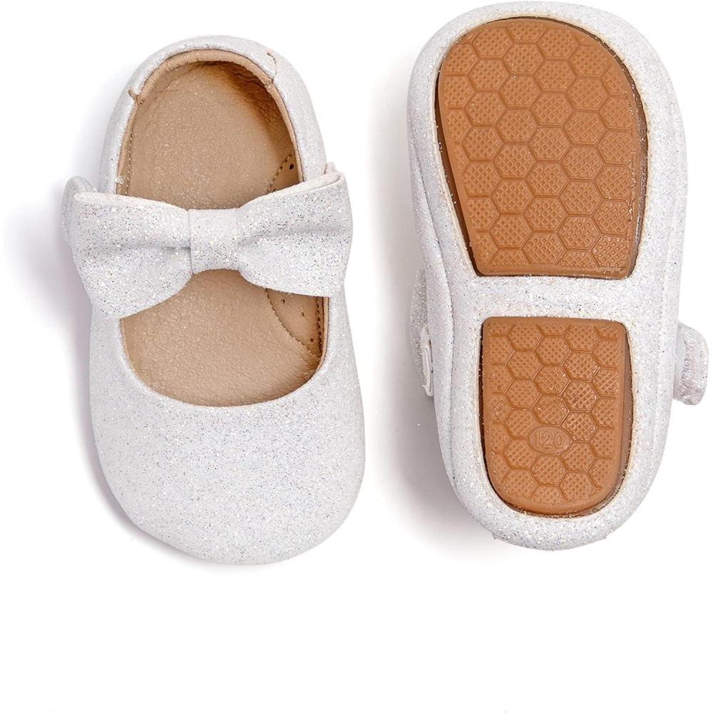 imageFelix ampamp Flora Soft Sole Baby Shoes  Infant Baby Walking Shoes Moccasinss Rubber Sole Crib ShoesB8712glitter White
