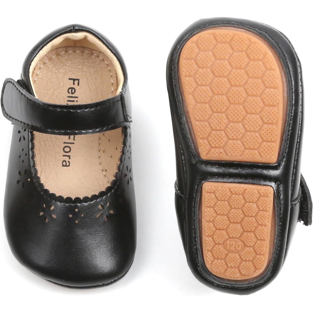 imageFelix ampamp Flora Soft Sole Baby Shoes  Infant Baby Walking Shoes Moccasinss Rubber Sole Crib ShoesB8717black