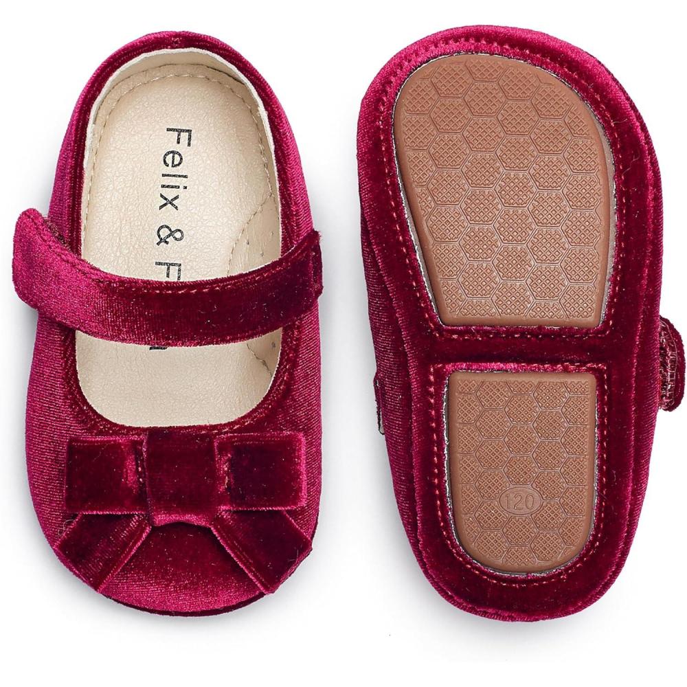 imageFelix ampamp Flora Soft Sole Baby Shoes  Infant Baby Walking Shoes Moccasinss Rubber Sole Crib ShoesBn41burgundy