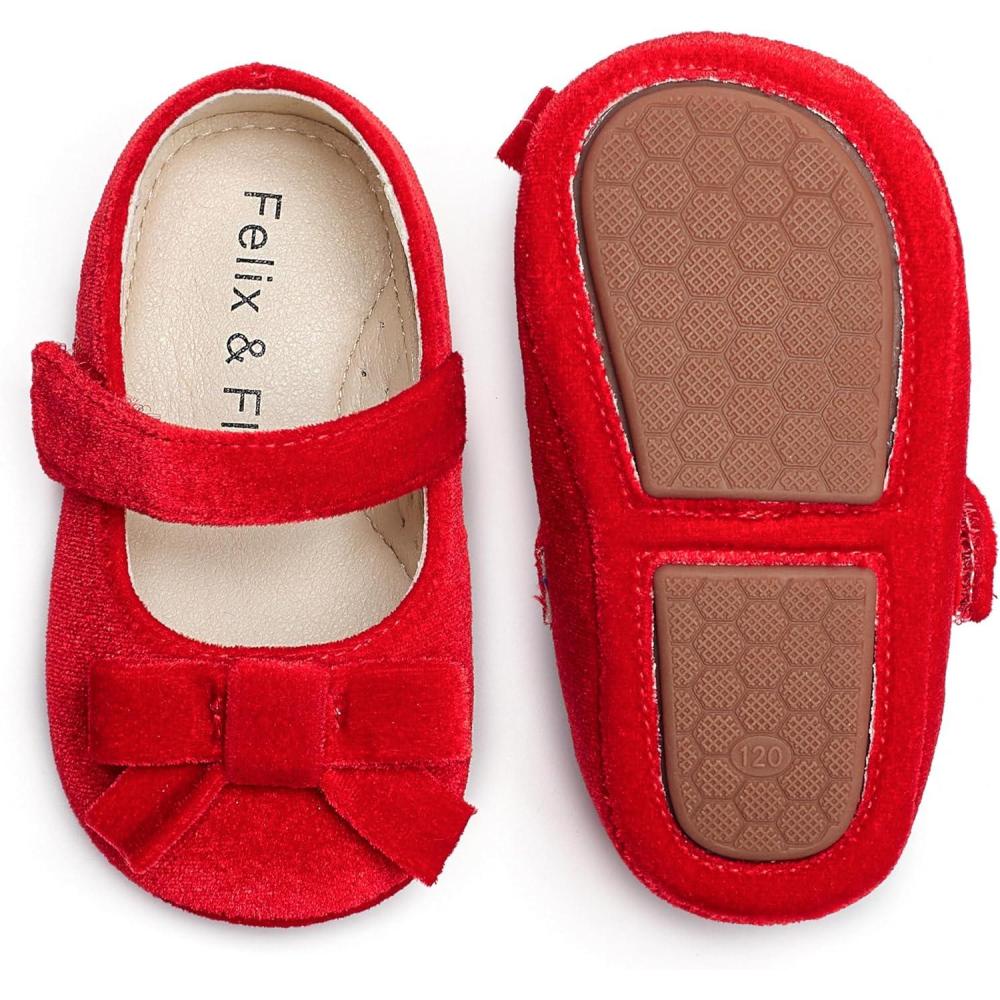 imageFelix ampamp Flora Soft Sole Baby Shoes  Infant Baby Walking Shoes Moccasinss Rubber Sole Crib ShoesBn41red