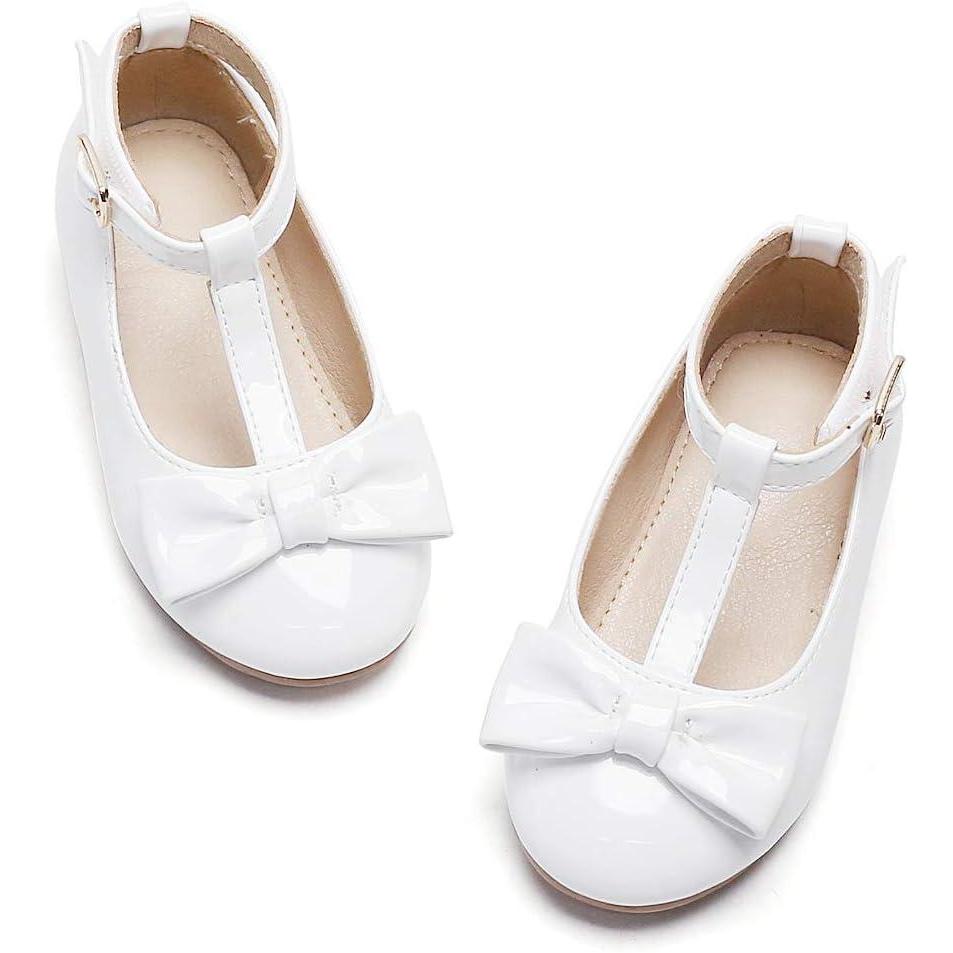 imageFelix ampamp Flora Toddler Flower Girl Dress Shoes  Baby Girl Ballet Mary Jane Flats for Party School WeddingB325white