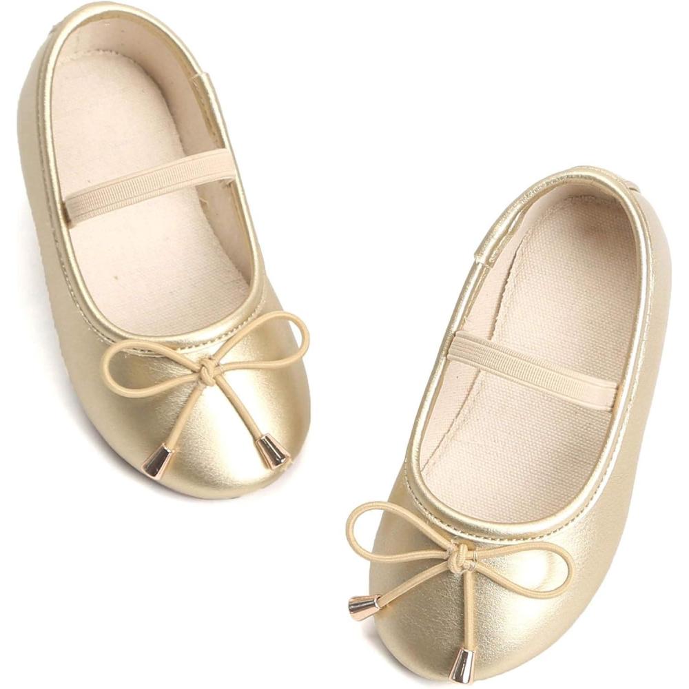 imageFelix ampamp Flora Toddler Flower Girl Dress Shoes  Baby Girl Ballet Mary Jane Flats for Party School WeddingB801golden