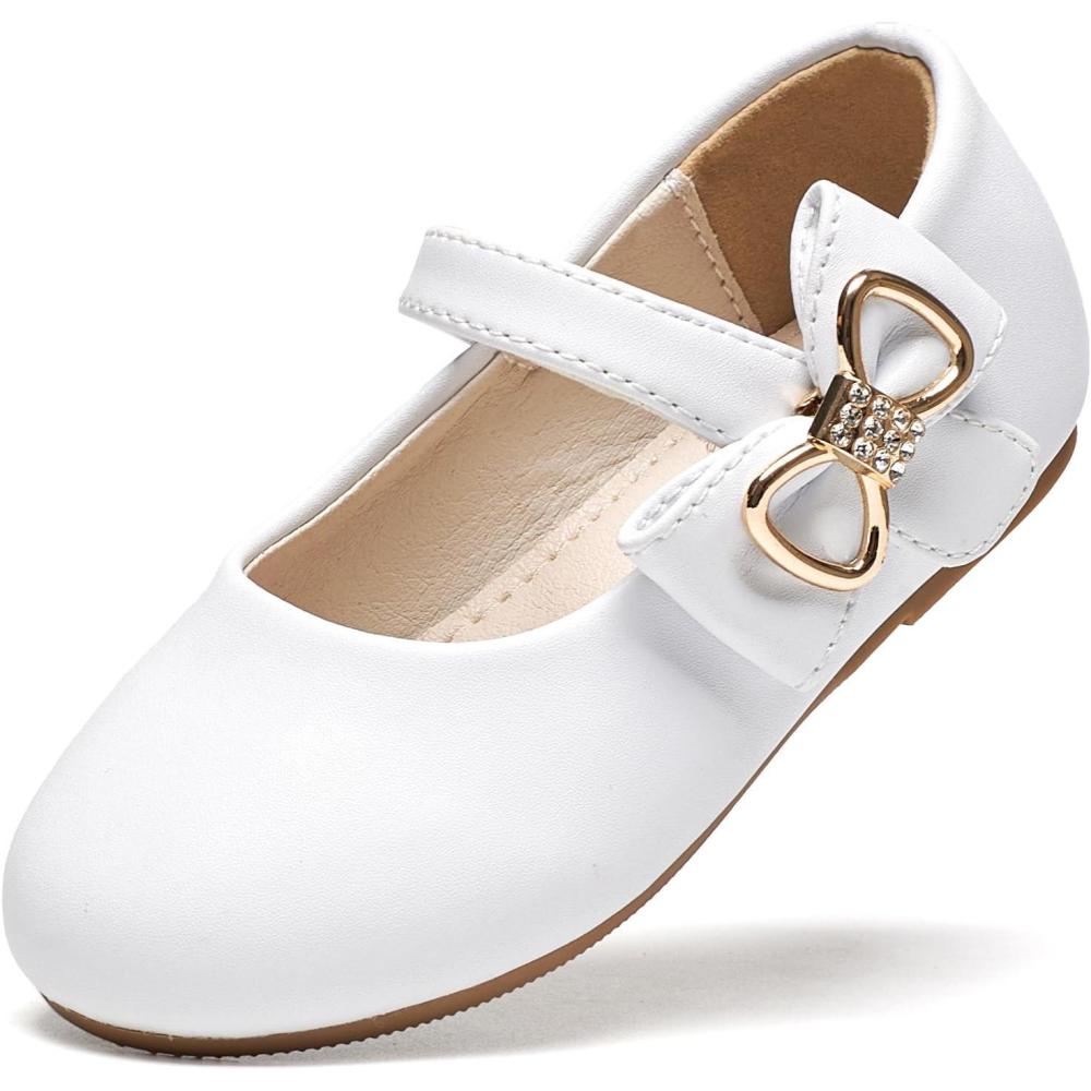 imageFelix ampamp Flora Toddler Flower Girl Dress Shoes  Baby Girl Ballet Mary Jane Flats for Party School WeddingB888fl White