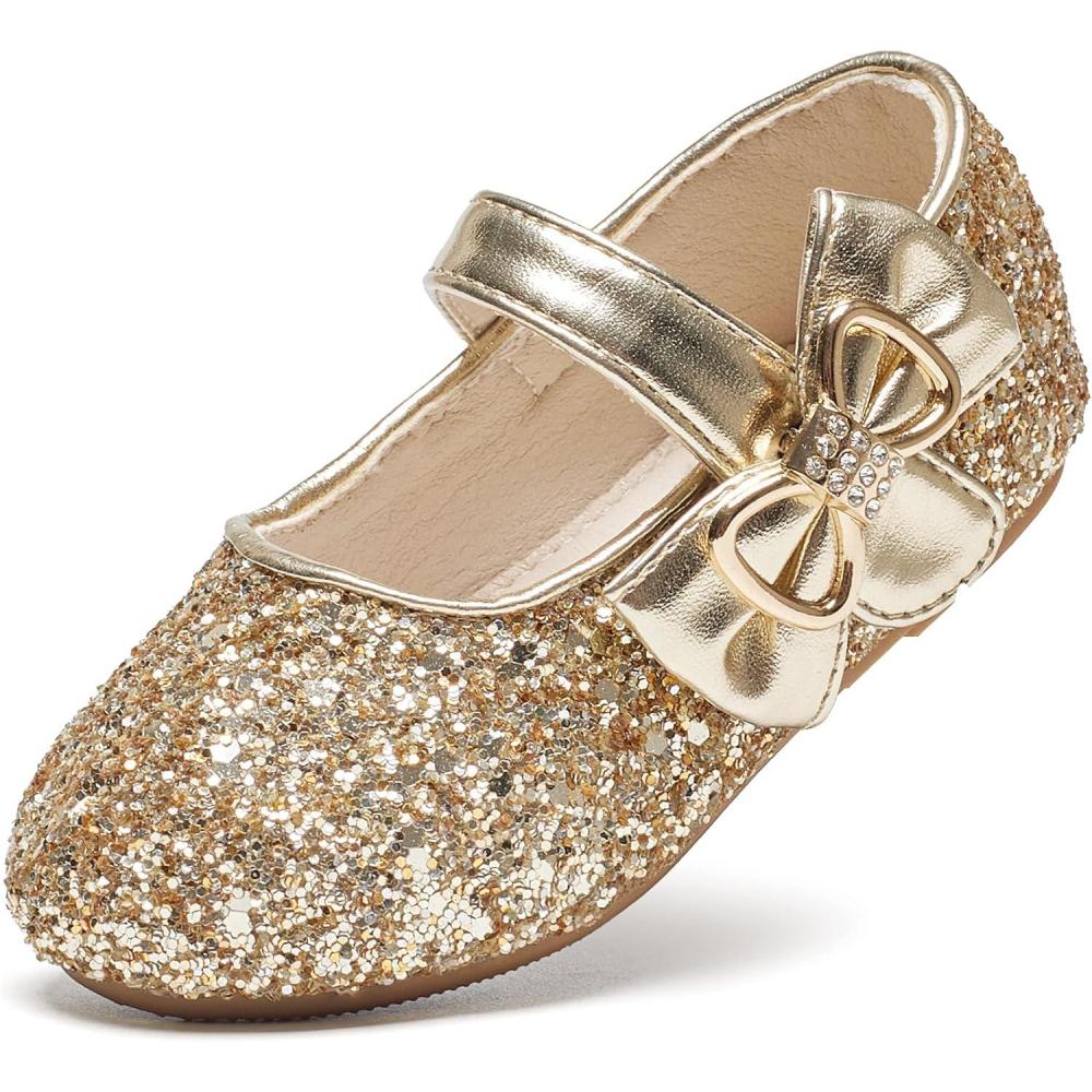 imageFelix ampamp Flora Toddler Flower Girl Dress Shoes  Baby Girl Ballet Mary Jane Flats for Party School WeddingB888glitter Gold