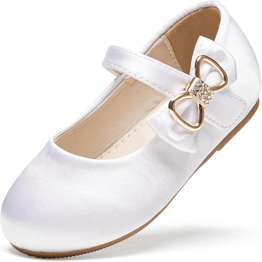 imageFelix ampamp Flora Toddler Flower Girl Dress Shoes  Baby Girl Ballet Mary Jane Flats for Party School WeddingB888s White