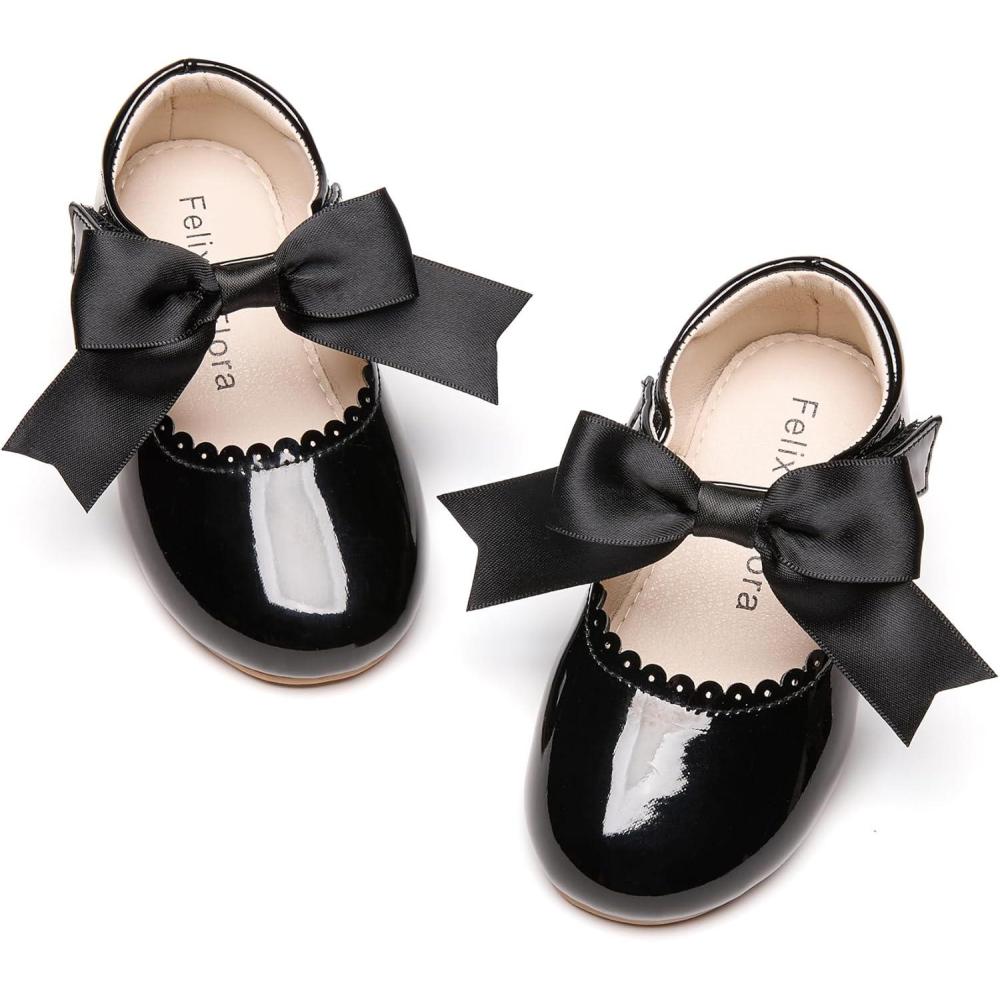 imageFelix ampamp Flora Toddler Flower Girl Dress Shoes  Baby Girl Ballet Mary Jane Flats for Party School WeddingB890black