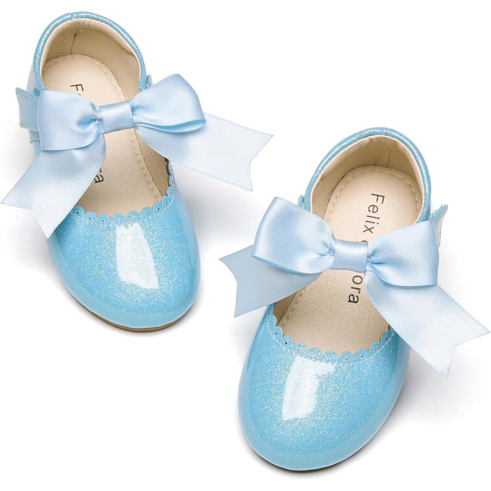 imageFelix ampamp Flora Toddler Flower Girl Dress Shoes  Baby Girl Ballet Mary Jane Flats for Party School WeddingB890blue