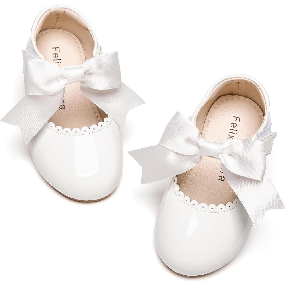 imageFelix ampamp Flora Toddler Flower Girl Dress Shoes  Baby Girl Ballet Mary Jane Flats for Party School WeddingB890white