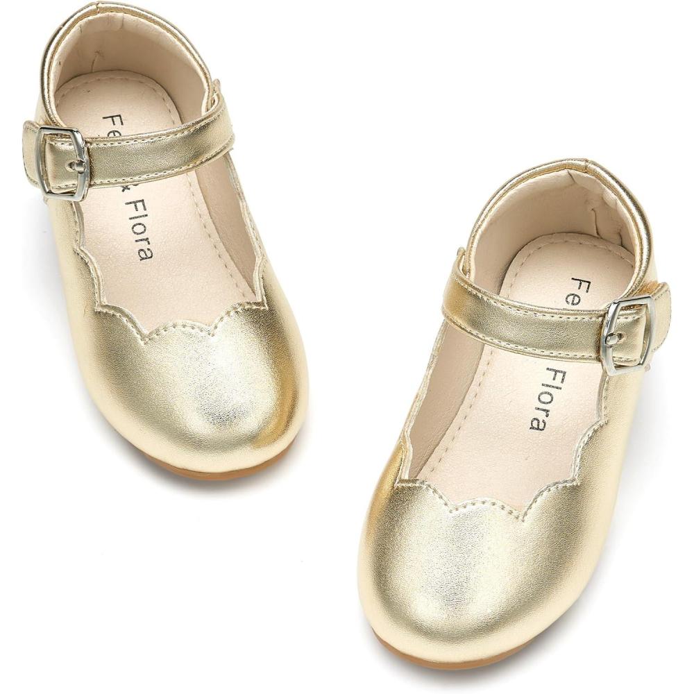 imageFelix ampamp Flora Toddler Flower Girl Dress Shoes  Baby Girl Ballet Mary Jane Flats for Party School WeddingB902bright Gold