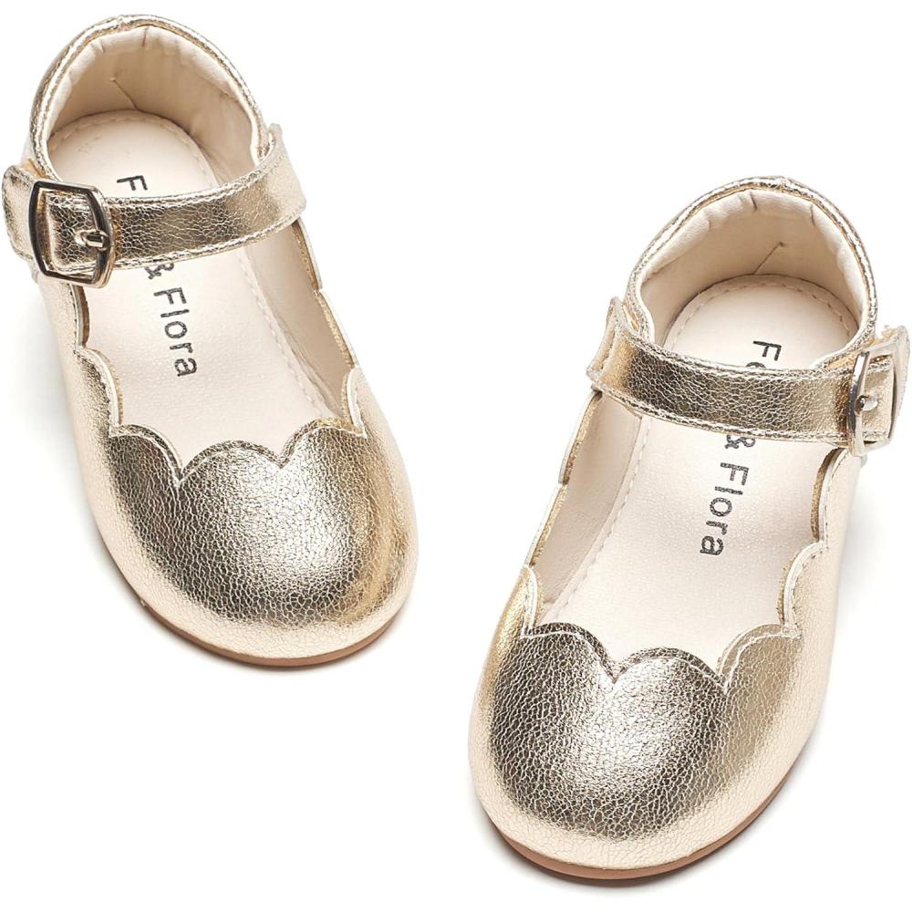 imageFelix ampamp Flora Toddler Flower Girl Dress Shoes  Baby Girl Ballet Mary Jane Flats for Party School WeddingB902gold