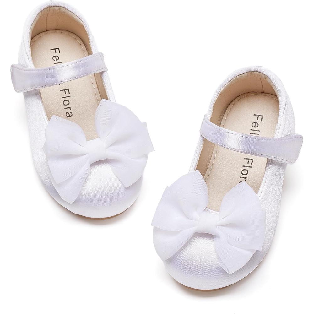 imageFelix ampamp Flora Toddler Flower Girl Dress Shoes  Baby Girl Ballet Mary Jane Flats for Party School WeddingBf04s White