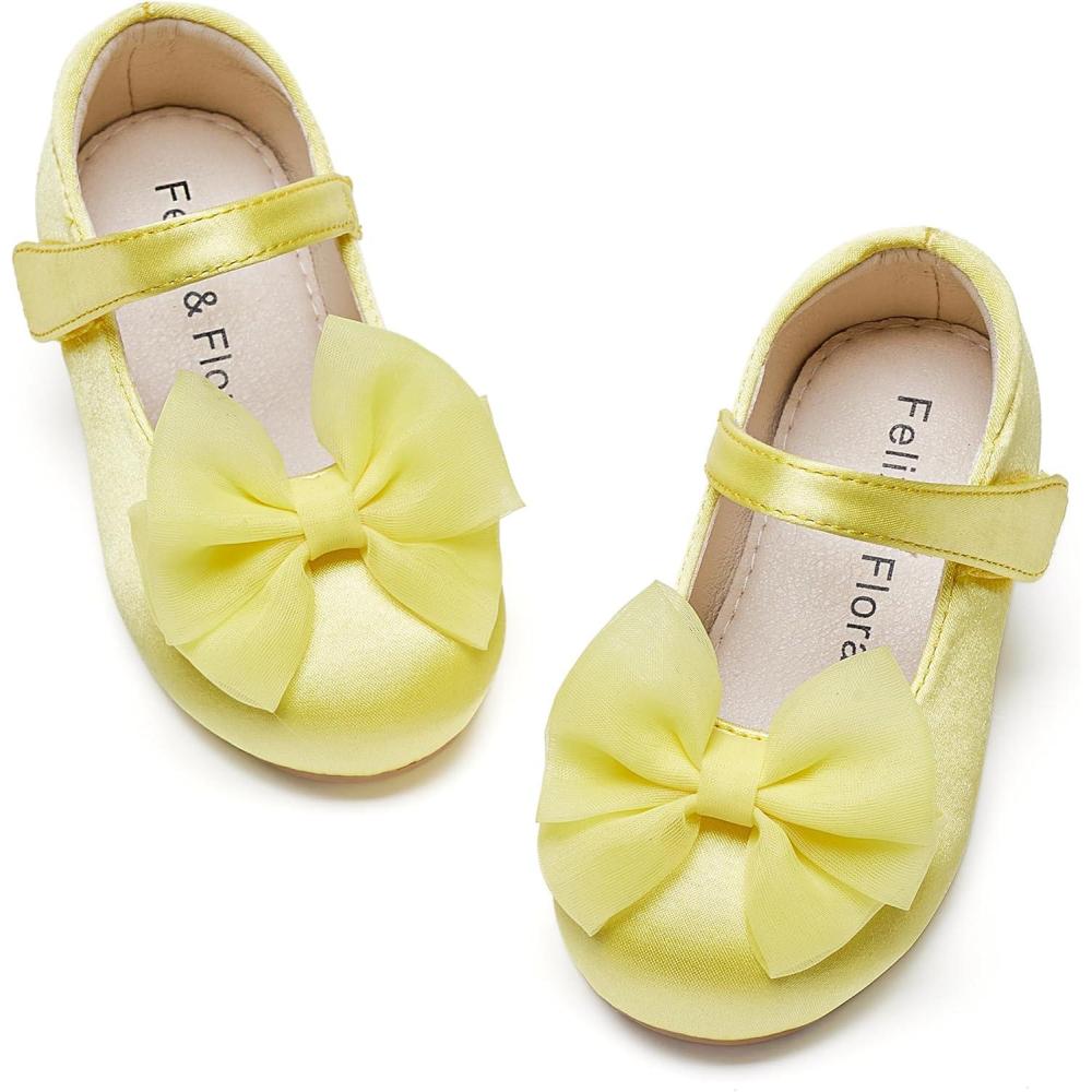 imageFelix ampamp Flora Toddler Flower Girl Dress Shoes  Baby Girl Ballet Mary Jane Flats for Party School WeddingBf04s Yellow