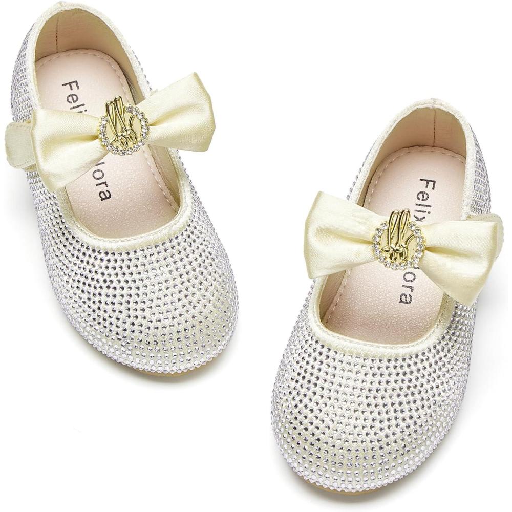 imageFelix ampamp Flora Toddler Flower Girl Dress Shoes  Baby Girl Ballet Mary Jane Flats for Party School WeddingBf08s Gold
