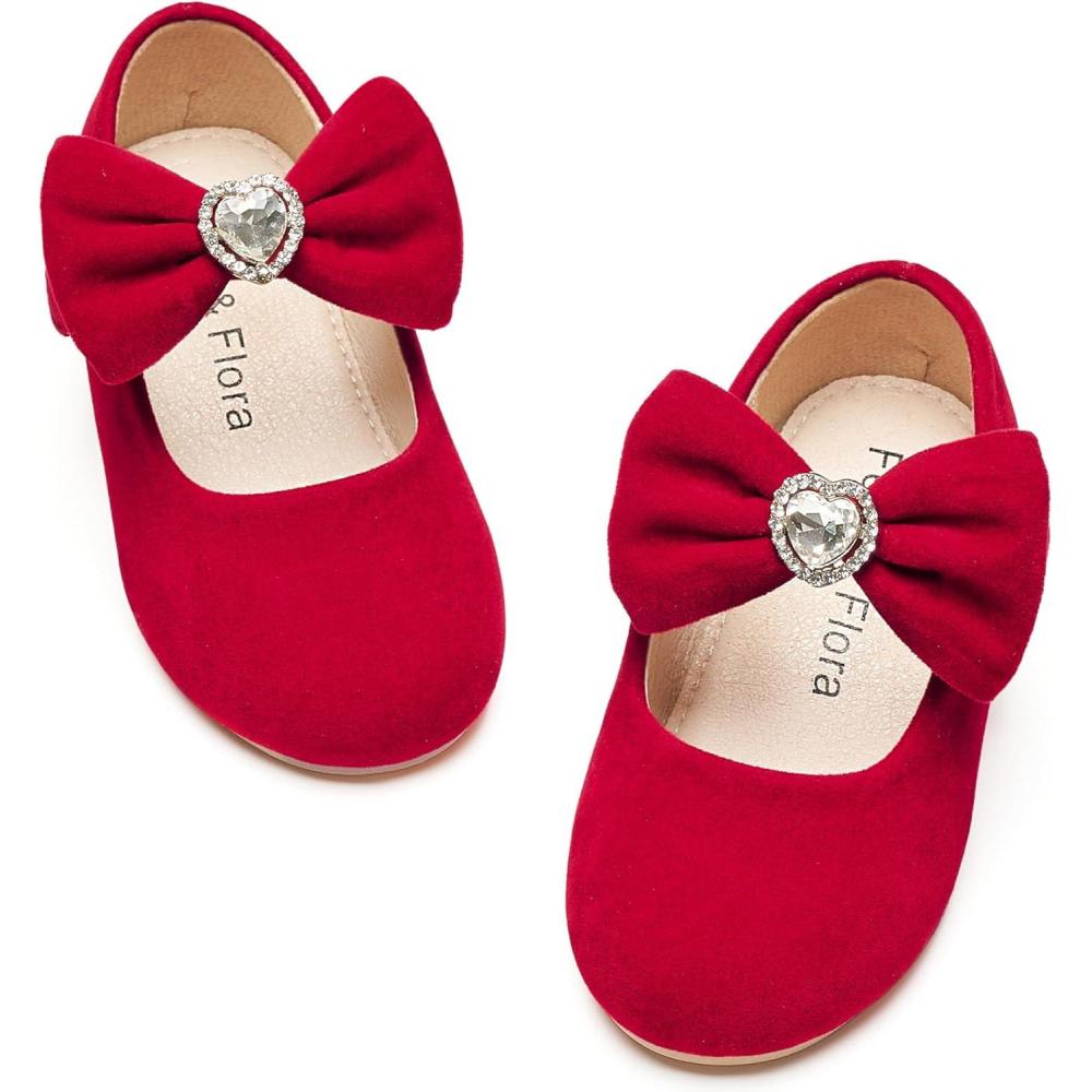 imageFelix ampamp Flora Toddler Flower Girl Dress Shoes  Baby Girl Ballet Mary Jane Flats for Party School WeddingBf15red